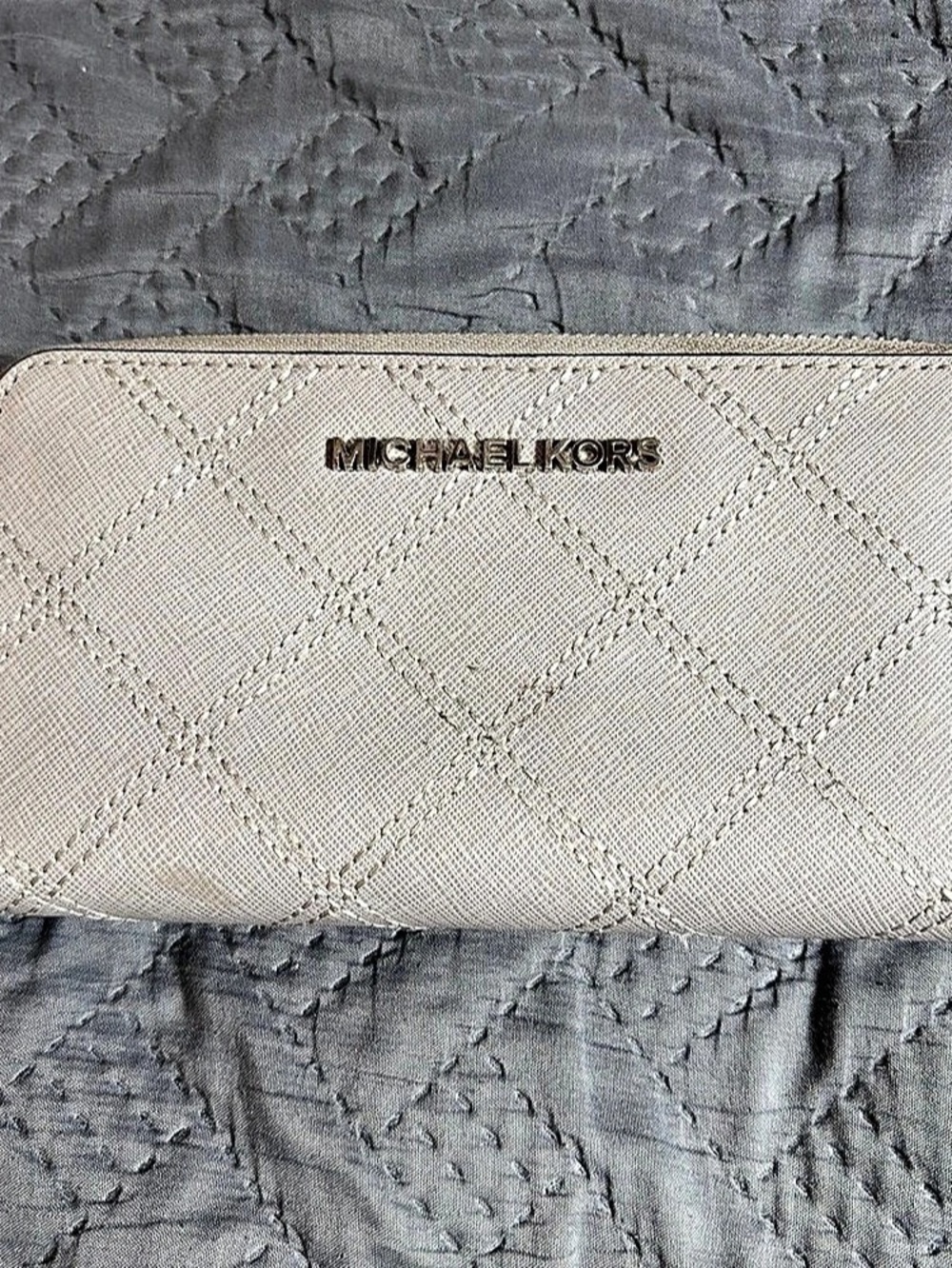 Michael Kors Gray Geometric Zip-Around Wallet